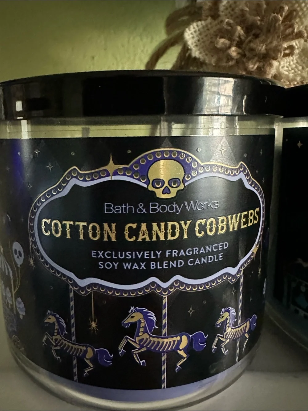 Bath & Body Works Cotton Candy Cobwebs Candle & Carnival Fog Bundle